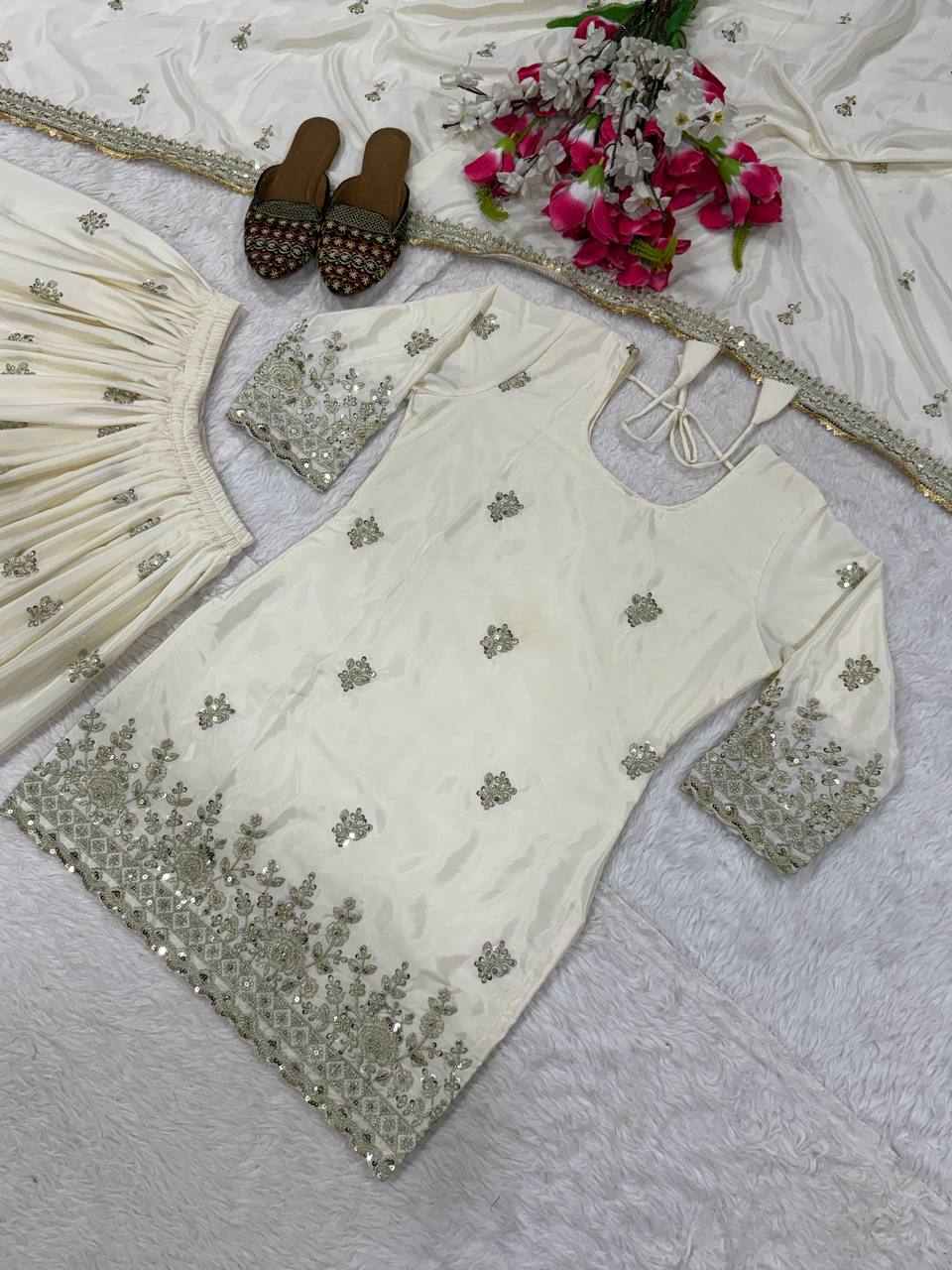 The Cinematic Cream Embellished Suit